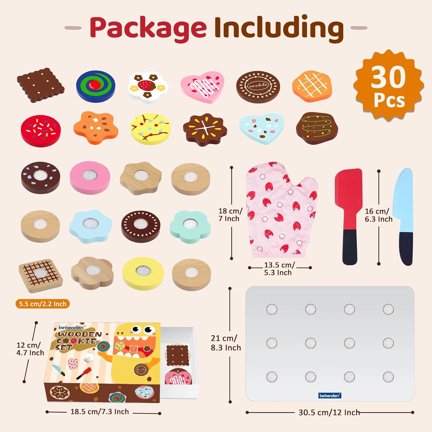 Wooden Cookie Play Food Set for Kids Kitchen Accessories Food Toys for Toddlers 1-3 Pretend Play Slice and Bake Gift for 3 4 5 Years Old Girls and Boys Toddler Learning Toys