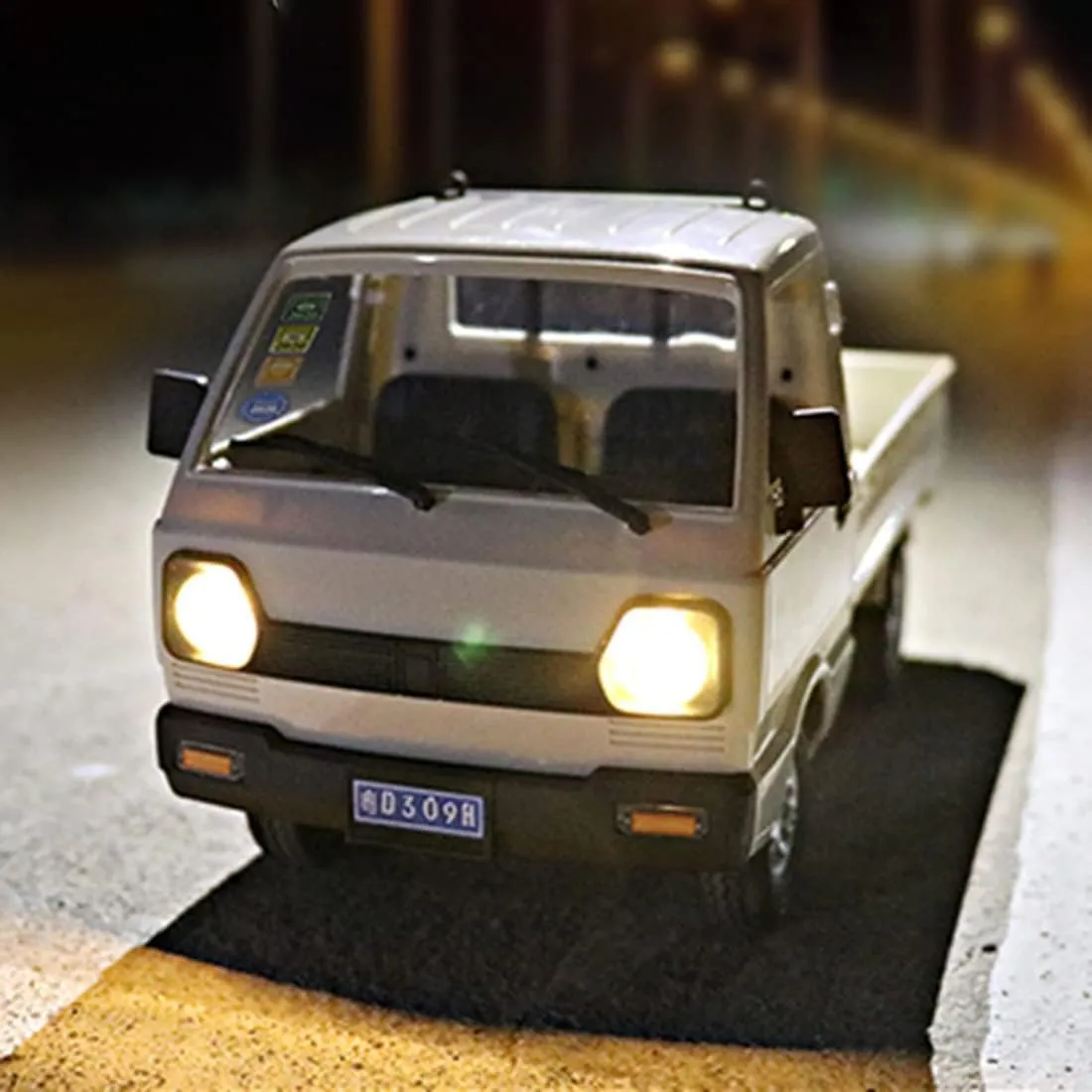 WPL D12 1/16 RC Truck for Adult, 2.4GHz Mini Truck Remote Control Drift Pickup Off Road Vehicle, 130 Motor Rear Drive 20KM/H Cargo Car with Led Light - 2 Battery