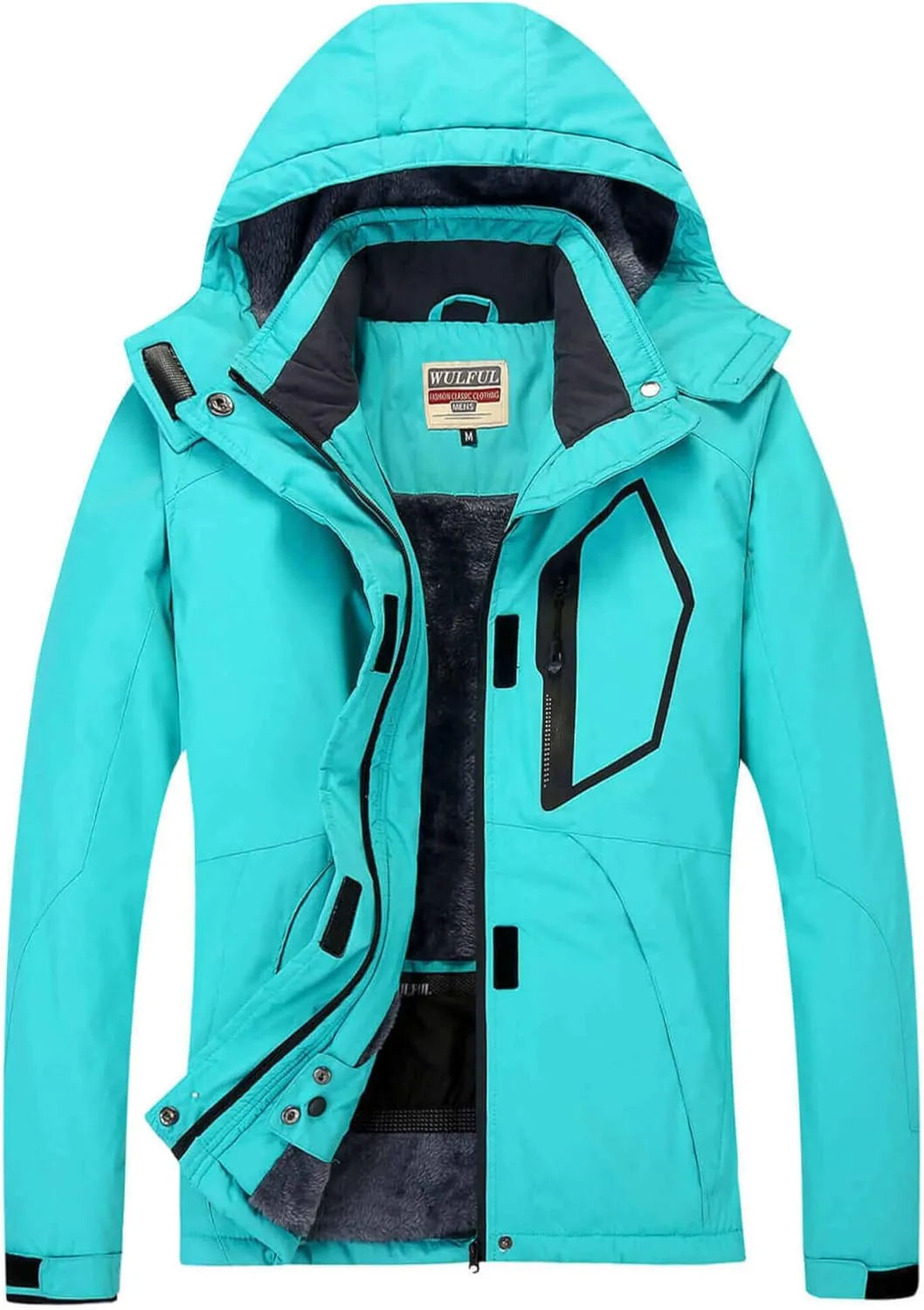 WULFUL Women’s Waterproof Snow Ski Jacket Mountain Windproof Winter Coat with Detachable Hood