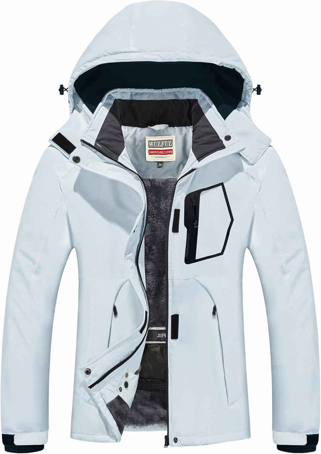 WULFUL Women’s Waterproof Snow Ski Jacket Mountain Windproof Winter Coat with Detachable Hood