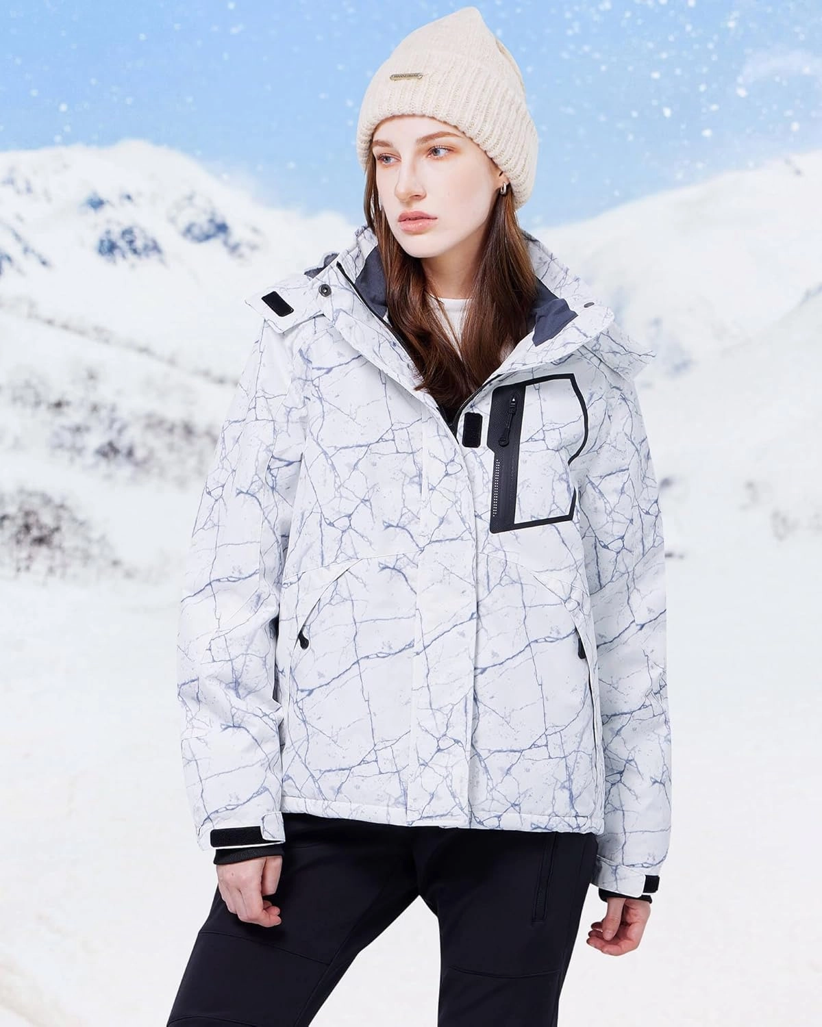WULFUL Women’s Waterproof Snow Ski Jacket Mountain Windproof Winter Coat with Detachable Hood