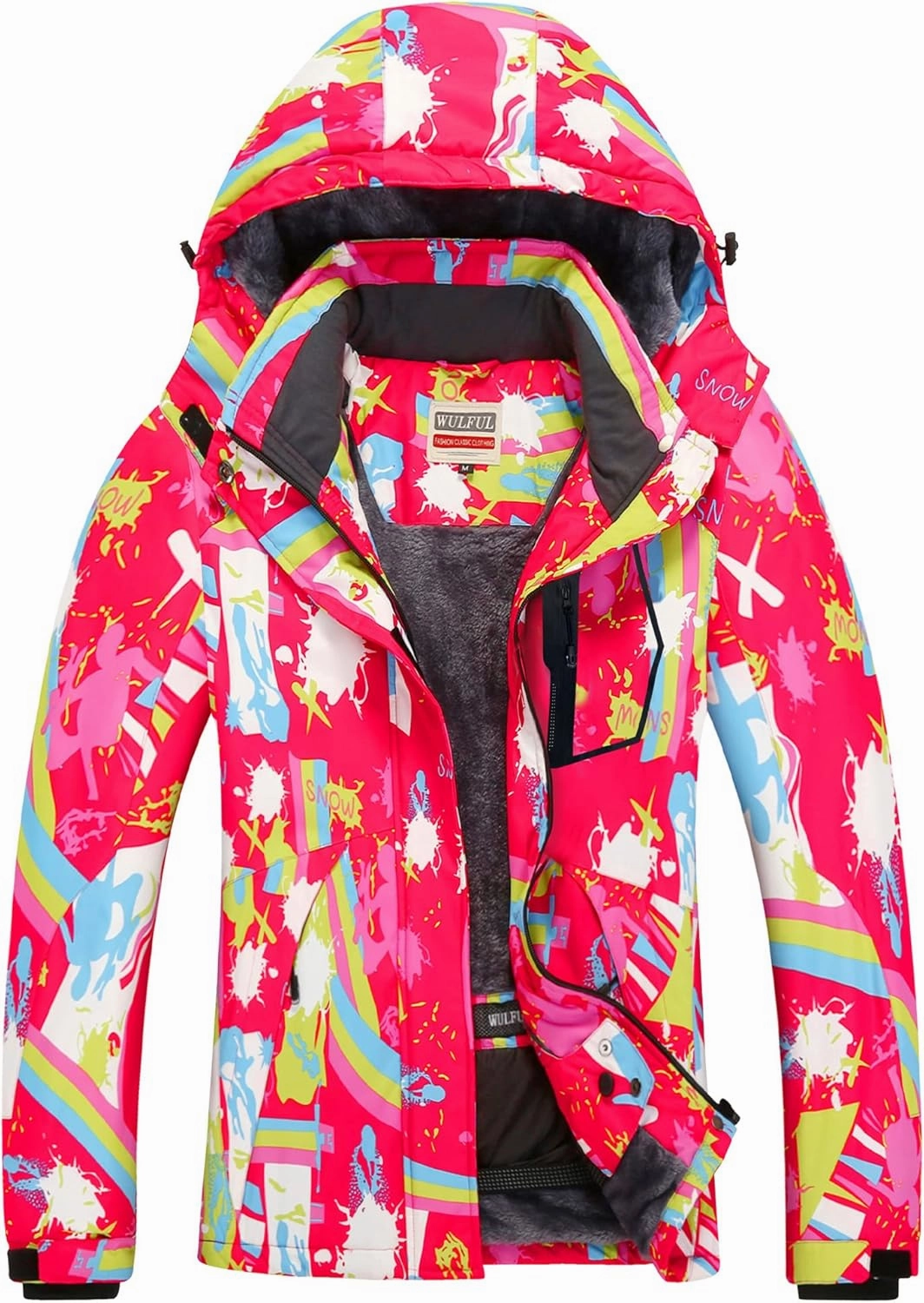 WULFUL Women’s Waterproof Snow Ski Jacket Mountain Windproof Winter Coat with Detachable Hood