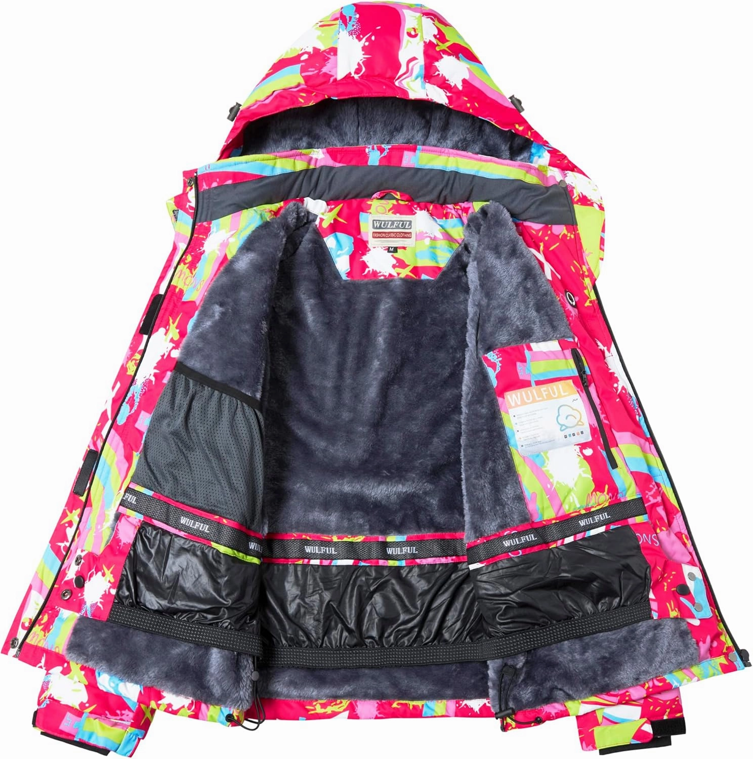 WULFUL Women’s Waterproof Snow Ski Jacket Mountain Windproof Winter Coat with Detachable Hood