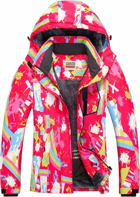 WULFUL Women’s Waterproof Snow Ski Jacket Mountain Windproof Winter Coat with Detachable Hood