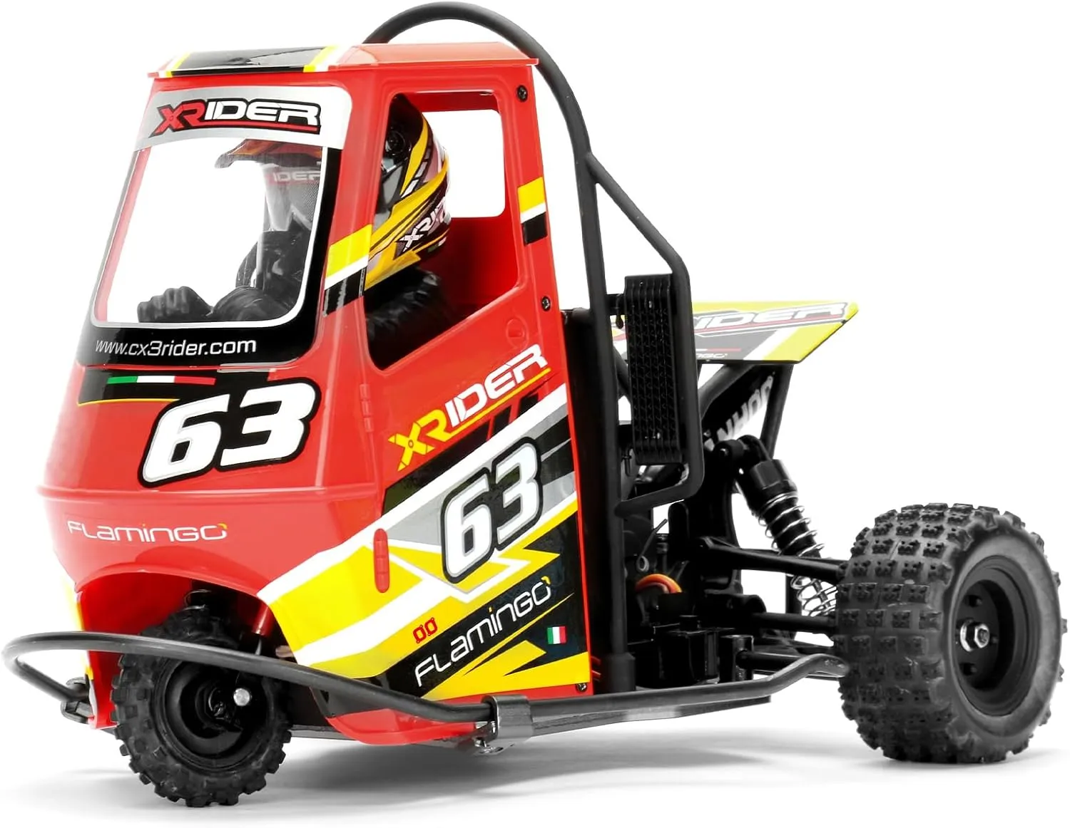 X-Rider Flamingo 1/8 Piaggio Ape 2.4G 3WD Rc Car Electric Tricycle RTR Model 2 in 1 ESC High Speed RC Car Outdoor Vehicle (X-Rider 1/8 Red)