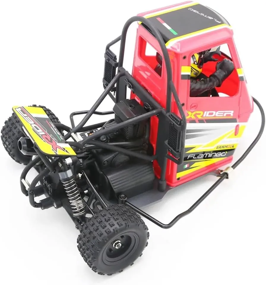 X-Rider Flamingo 1/8 Piaggio Ape 2.4G 3WD Rc Car Electric Tricycle RTR Model 2 in 1 ESC High Speed RC Car Outdoor Vehicle (X-Rider 1/8 Red)