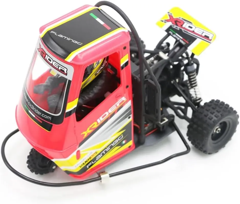 X-Rider Flamingo 1/8 Piaggio Ape 2.4G 3WD Rc Car Electric Tricycle RTR Model 2 in 1 ESC High Speed RC Car Outdoor Vehicle (X-Rider 1/8 Red)
