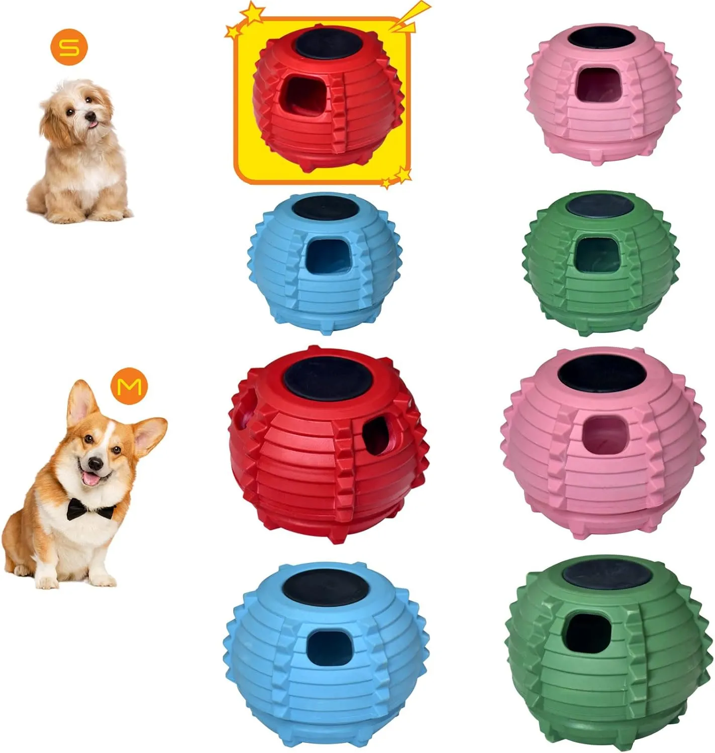 XHX Dog Toy, Durable Large Dog Toys, Fillable Rubber Dog Toys, Interactive Dog Puzzle Play Toy with Stopper (red, Small)