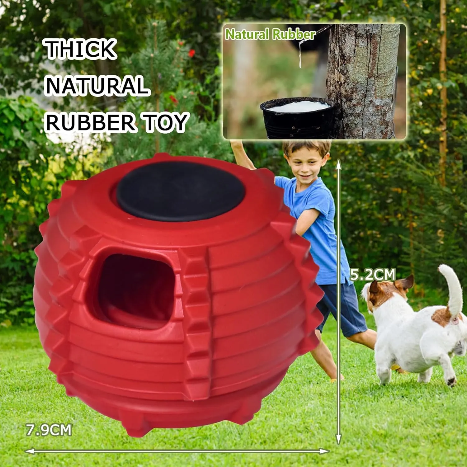 XHX Dog Toy, Durable Large Dog Toys, Fillable Rubber Dog Toys, Interactive Dog Puzzle Play Toy with Stopper (red, Small)