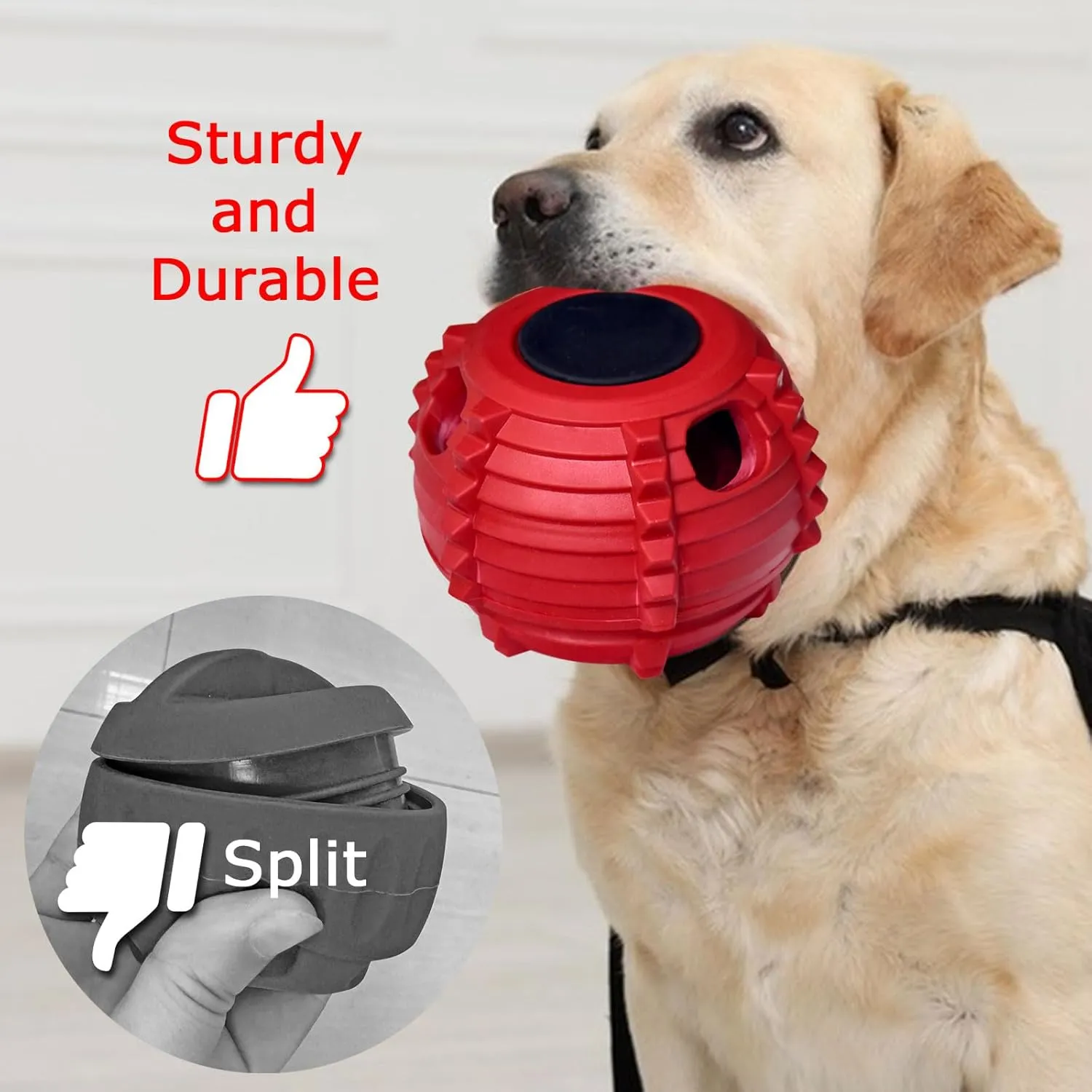 XHX Dog Toy, Durable Large Dog Toys, Fillable Rubber Dog Toys, Interactive Dog Puzzle Play Toy with Stopper (red, Small)