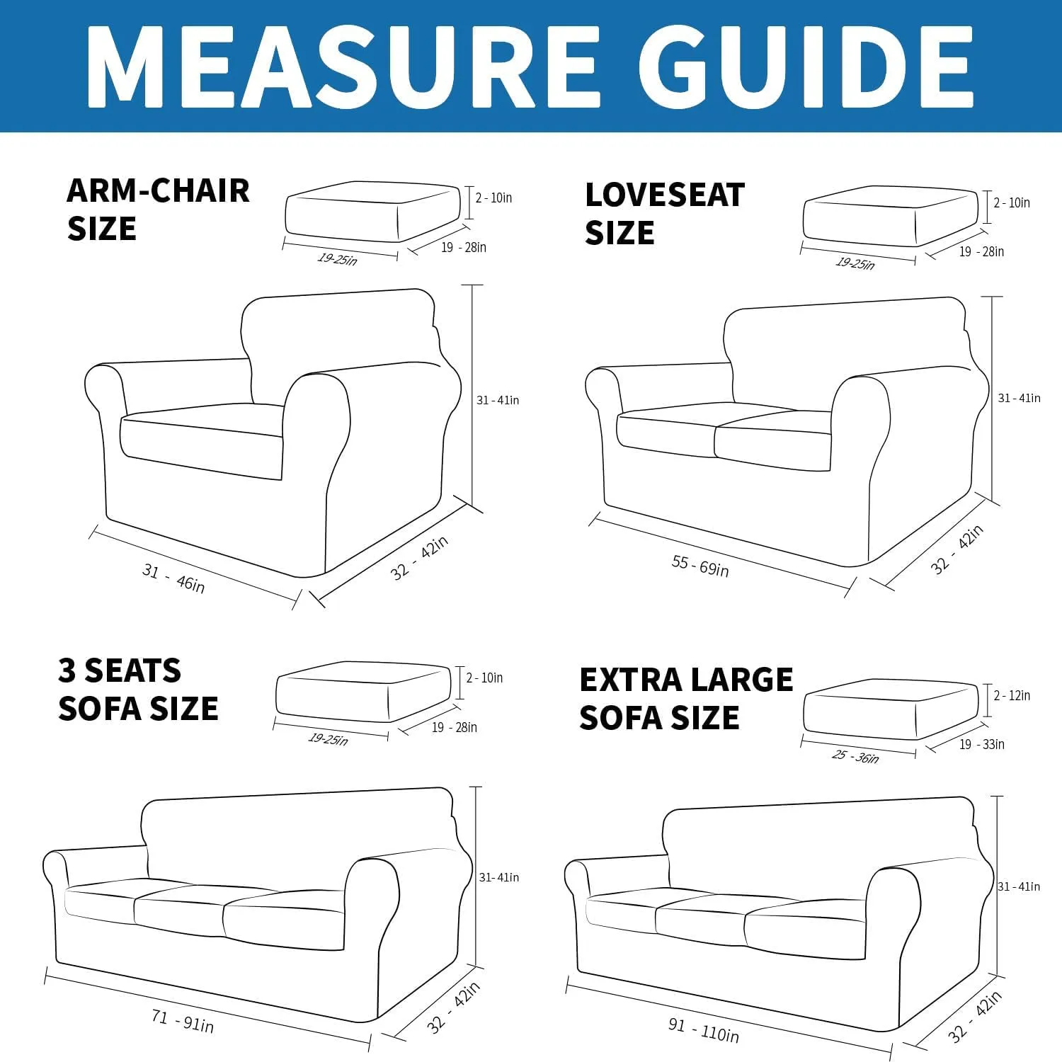 XINEAGE 2025 New 4 Pieces Couch Covers for 3 Cushion Couch Super Stretch Thick Soft Sofa Cover Anti Slip Sofa Slipcover Dogs Cats Furniture Protector (Dark Gray, 71"-91")