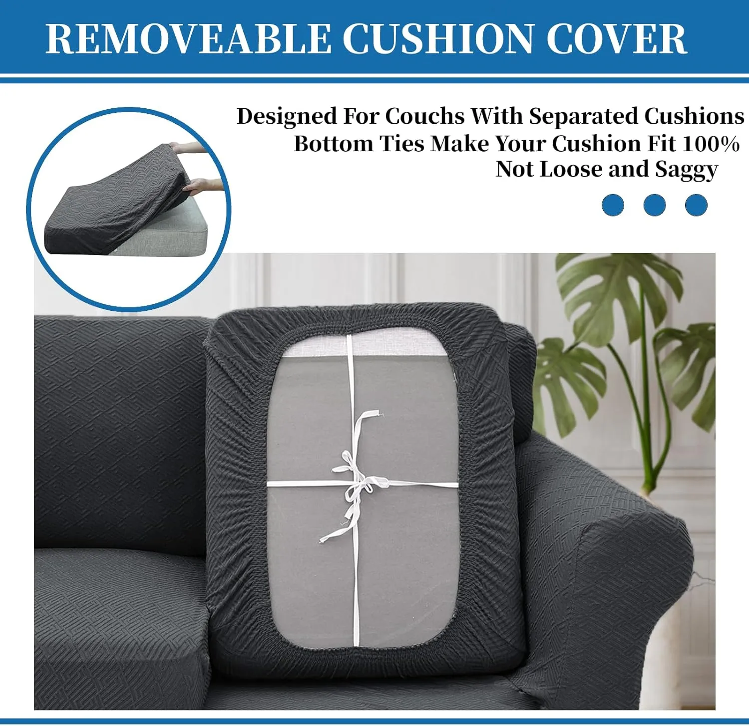 XINEAGE 2025 New 4 Pieces Couch Covers for 3 Cushion Couch Super Stretch Thick Soft Sofa Cover Anti Slip Sofa Slipcover Dogs Cats Furniture Protector (Dark Gray, 71"-91")