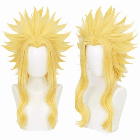 XiongXiongLe All Might Cosplay Wig Anime Men's Costume Blonde Short Synthetic Hair Wigs for Adult Cos Anime Party Halloween Christmas Comic
