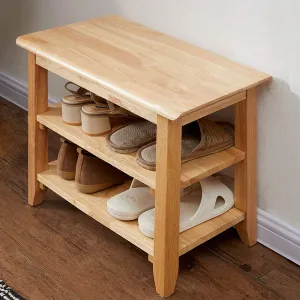 XKZG Storage Bench Wooden Shoe Bench Simple Style Wood Entryway Bench Shoe Rack (Natural,23.6")
