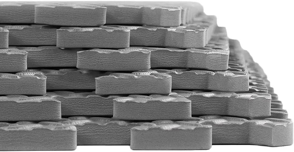 Xspec 3/8" Thick 100 sq. ft. (25 pcs) Gym EVA Foam Floor Mats (24" x 24") | Steel Pattern, Grey