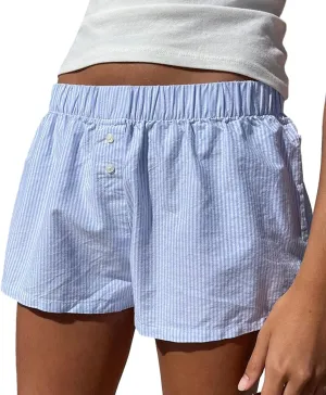 Y2k Plaid Shorts Cute Baggy Ginghem Boxer Shorts for Women Checked Lounge Pajama Bottom Preppy Sleep Pj Shorts