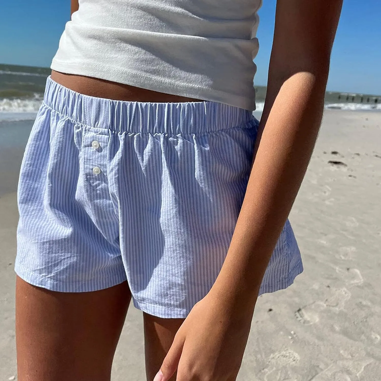 Y2k Plaid Shorts Cute Baggy Ginghem Boxer Shorts for Women Checked Lounge Pajama Bottom Preppy Sleep Pj Shorts