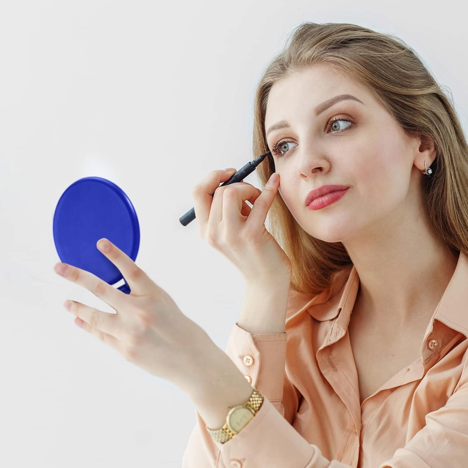 Yalikop 36 Pcs Compact Mirror Bulk Portable Round Makeup Mirror Mini Foldable for Purse Women Travel Daily Use Mother‘s Day Gifts (Royal Blue)