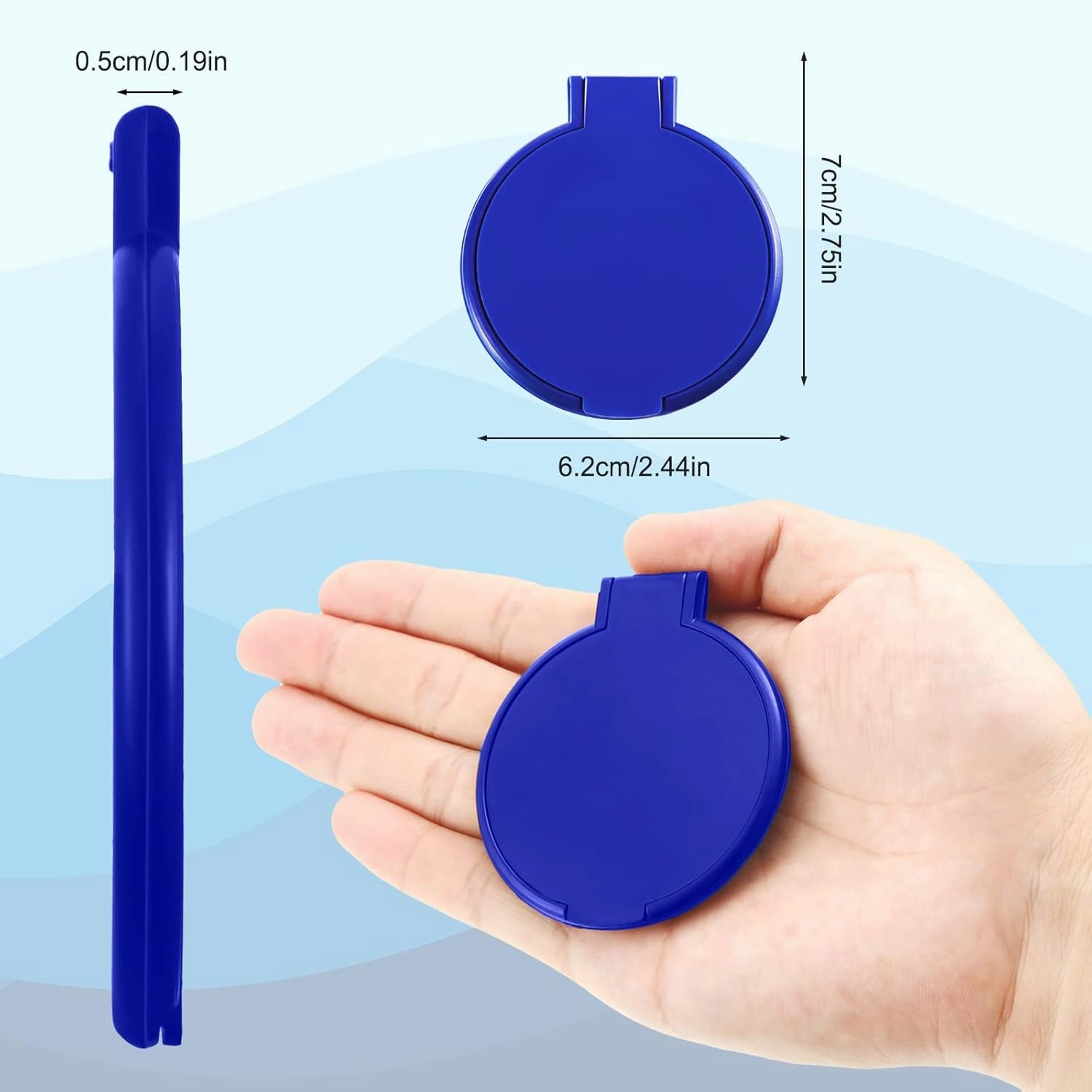 Yalikop 36 Pcs Compact Mirror Bulk Portable Round Makeup Mirror Mini Foldable for Purse Women Travel Daily Use Mother‘s Day Gifts (Royal Blue)