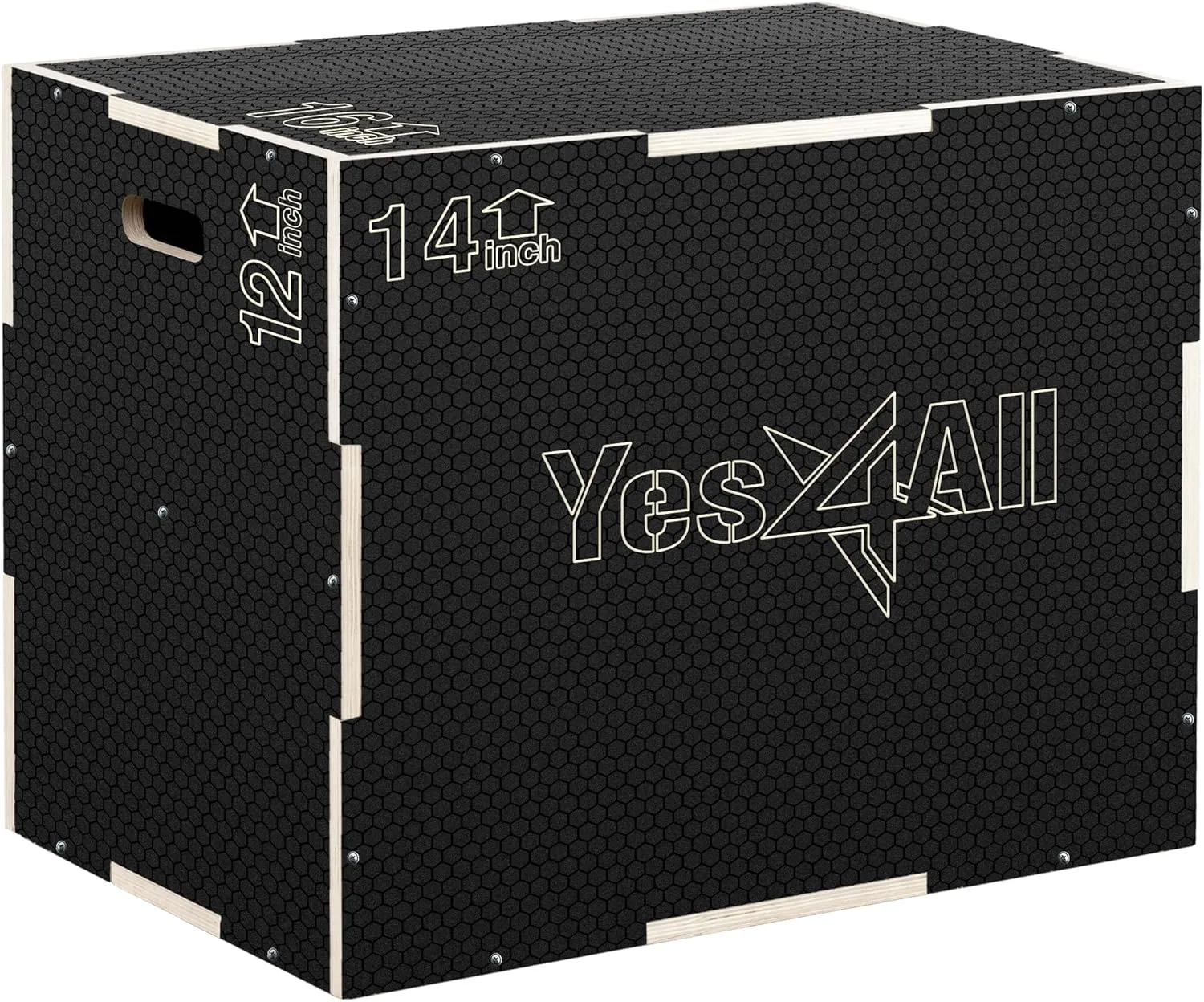 Yes4All 3 in 1 Non-Slip Wooden Plyo Box, Step Up Box for Workout, Plyometric Jump Box for Skipping, Jumping, Lunges, Squats, Dips