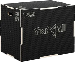 Yes4All 3 in 1 Non-Slip Wooden Plyo Box, Step Up Box for Workout, Plyometric Jump Box for Skipping, Jumping, Lunges, Squats, Dips