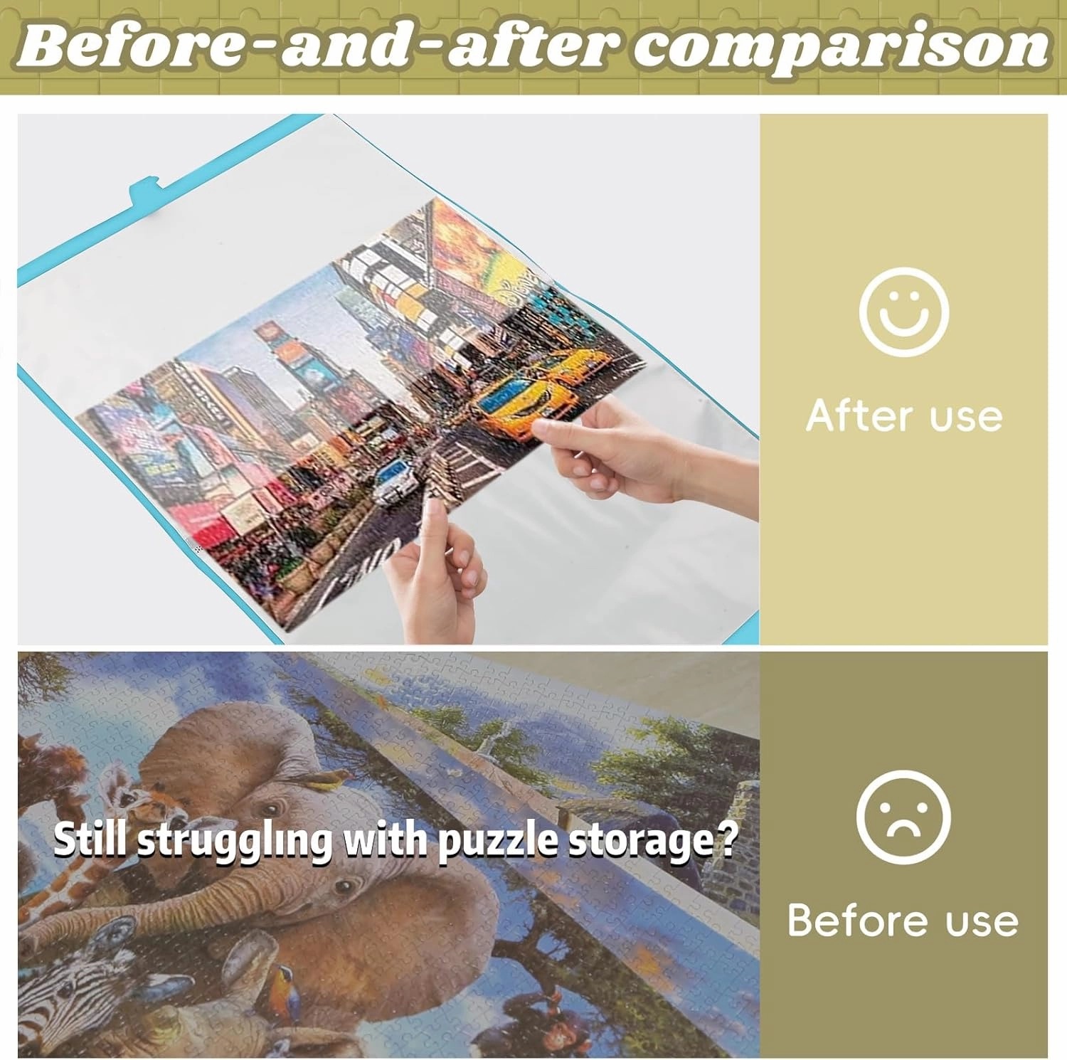 YMNLWZ Puzzle Storage Folder for 1000-Pieces, Keeping Large Capacity Jigsaw Puzzles, Space-Saving Organizer Accessory, Portable keeper with 20 Pockets, Dustproof & Protective Puzzles Accessory