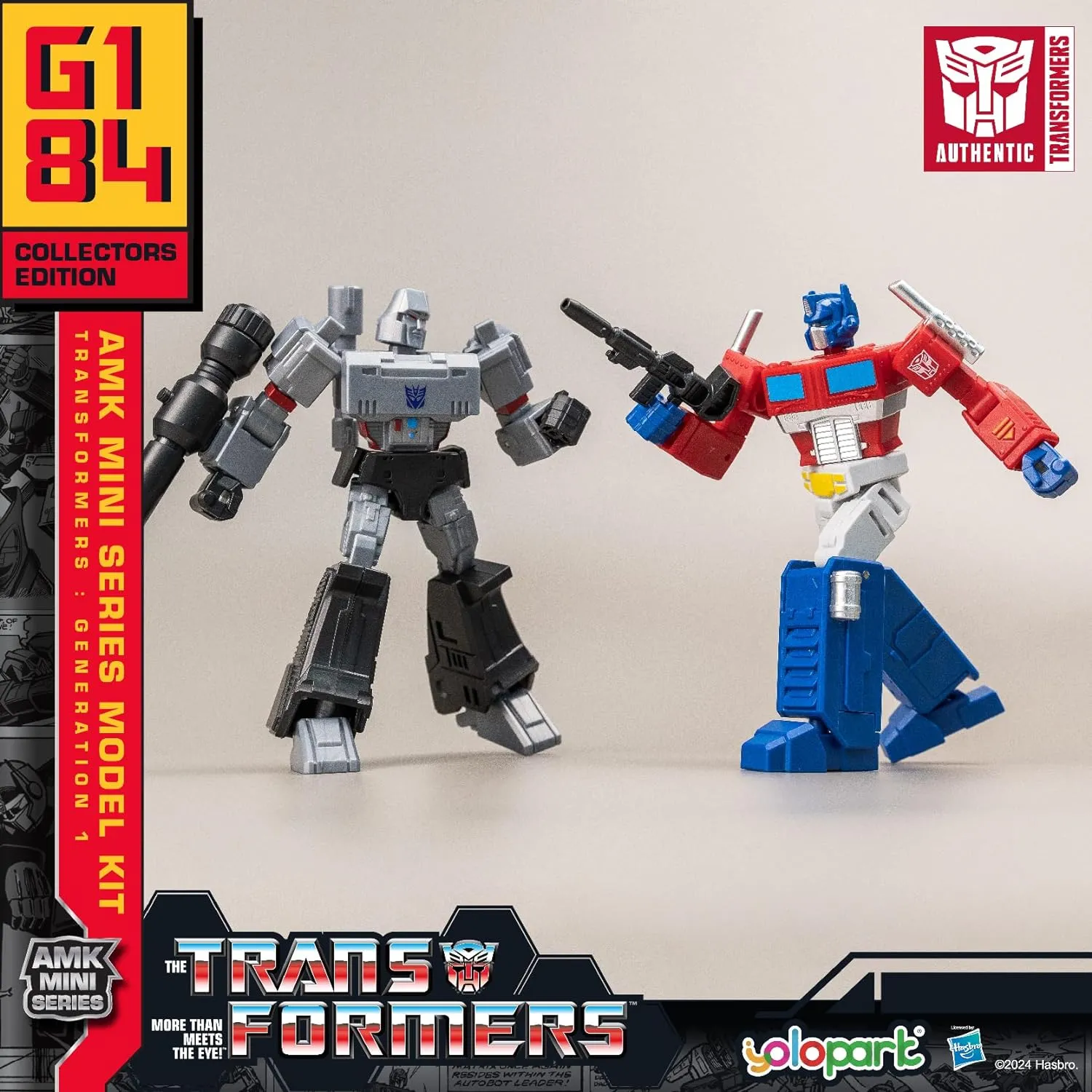 YOLOPARK Optimus Prime and Megatron Transformer Toy 2-Pack, AMK Mini Series Transformers G1 Action Figures,4.72 Inch Highly Articulated Autobot and Decepticon Easter Toys for Kids Age 8 ,No Converting