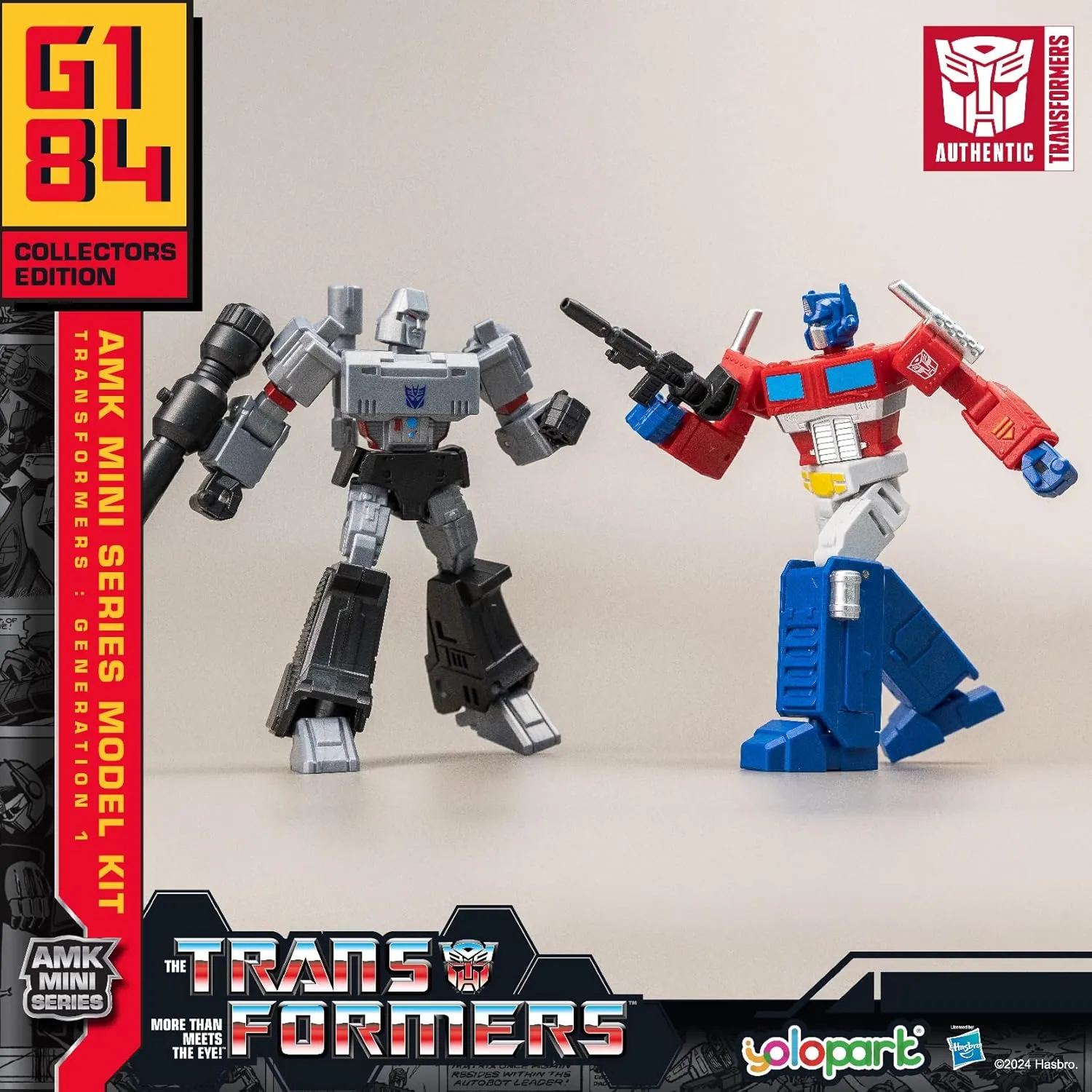 YOLOPARK Optimus Prime and Megatron Transformer Toy 2-Pack, AMK Mini Series Transformers G1 Action Figures,4.72 Inch Highly Articulated Autobot and Decepticon Easter Toys for Kids Age 8 ,No Converting