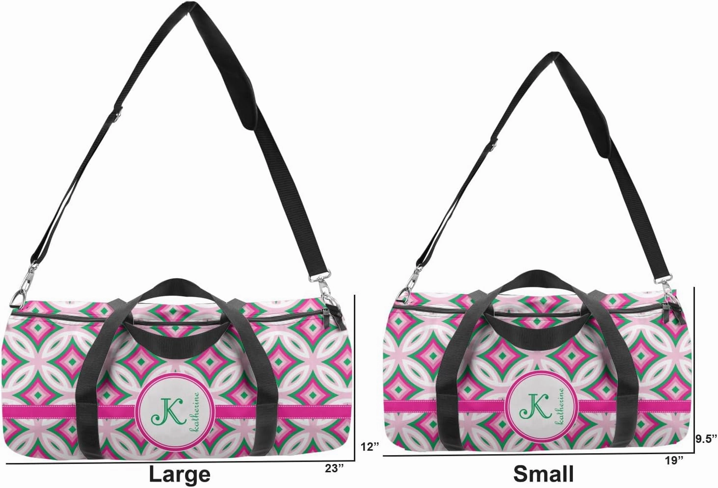 YouCustomizeIt Personalized Linked Circles & Diamonds Duffel Bag