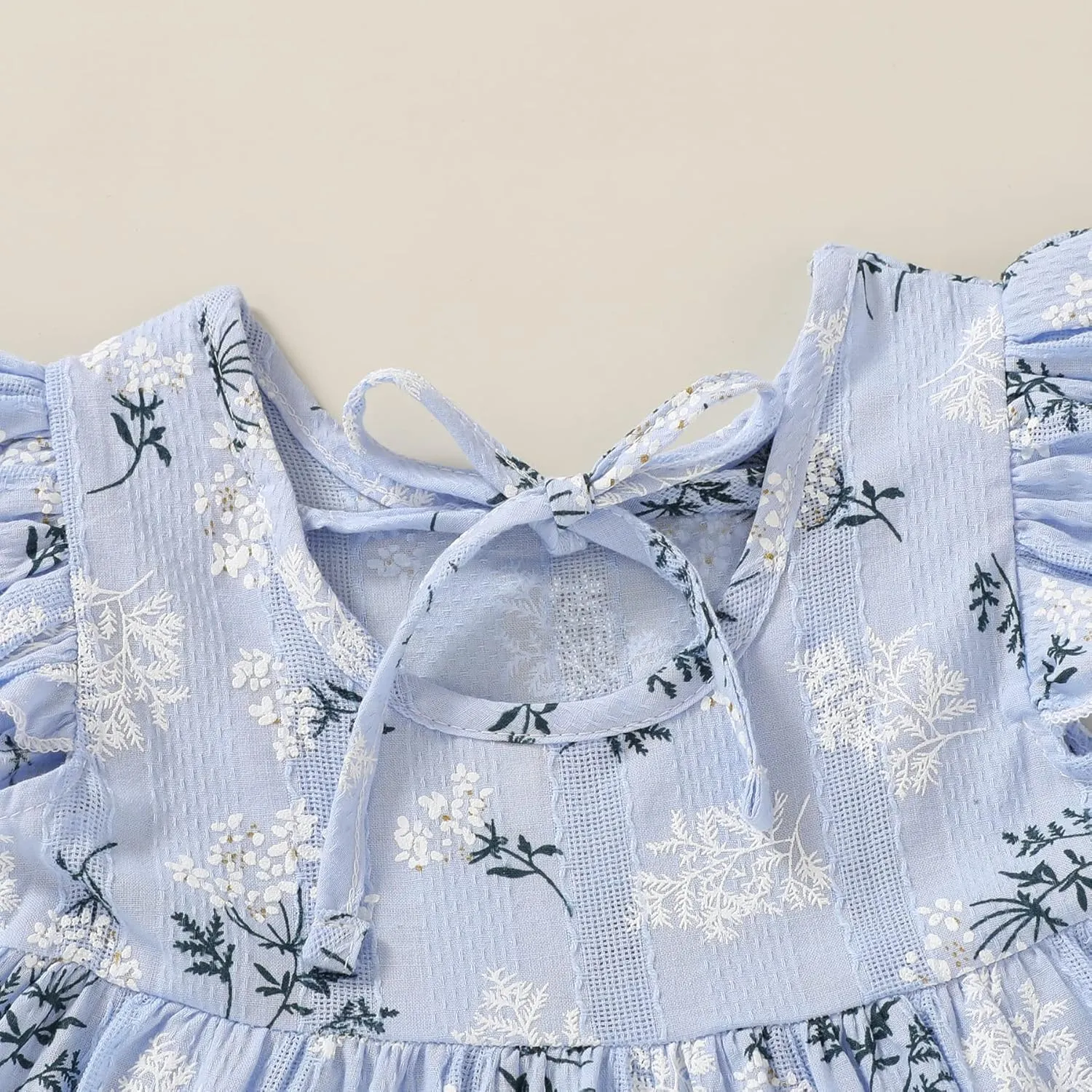 YOUNGER TREE Toddler Baby Girl Boho Dress Linen Ruffle Sleeveless Casual Dress Kids Solid Floral Summer Beach Sundress