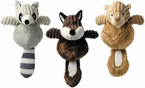 Zanies Country Crew Dog Toy Plush Corduroy - Fox Raccoon Squirrel or All Three Toys 12"(Full Set - All 3 Toys)