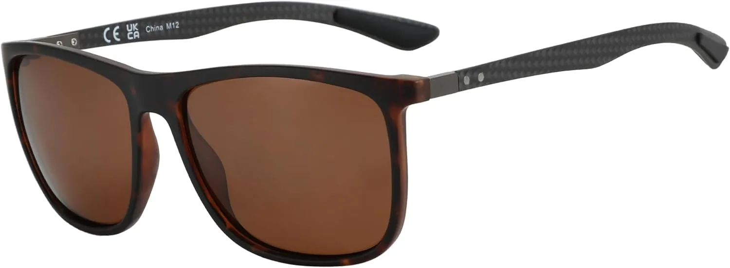 ZENOTTIC Square Polarized Sunglasses for Men Ultralight Carbon Fiber Sun Glasses Driving Fishing Golf Sports UV400 Protection