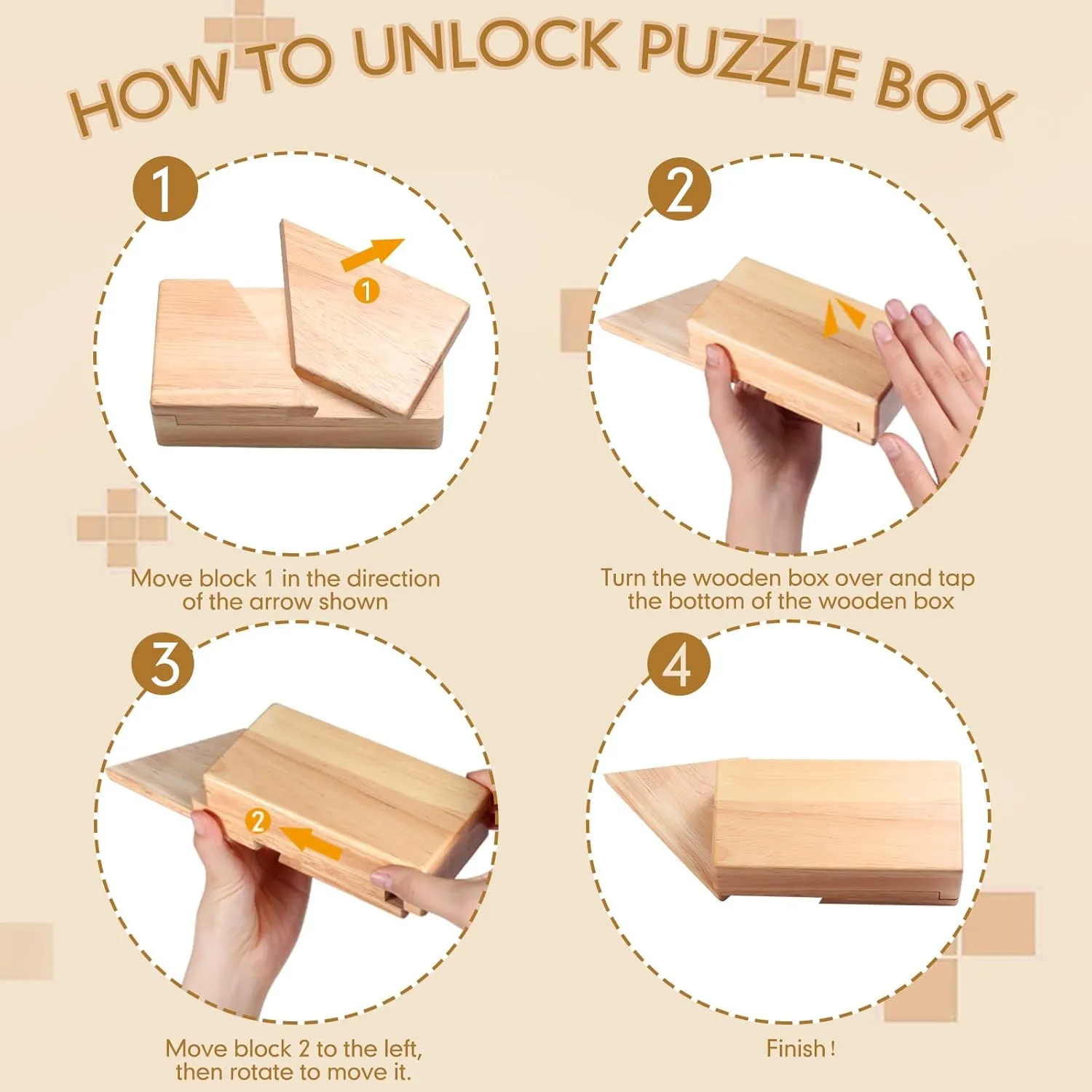 Zhanmai 2 Pack Christmas Puzzle Box Gift Wooden Magic Impossible Dovetail Box Secret Money Case Mini 3D Brain Teaser Case for Valentines Girlfriend Cash Adults Teens(Rectangle,Wood Color)