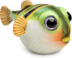 ZHONGXIN MADE Cute Pufferfish Plush - Soft Lifelike 10inch Green Pufferfish Stuffed Animal, Simulation Pattern Green Puffers Stuffed Toys Dolls, Gifts for Kids
