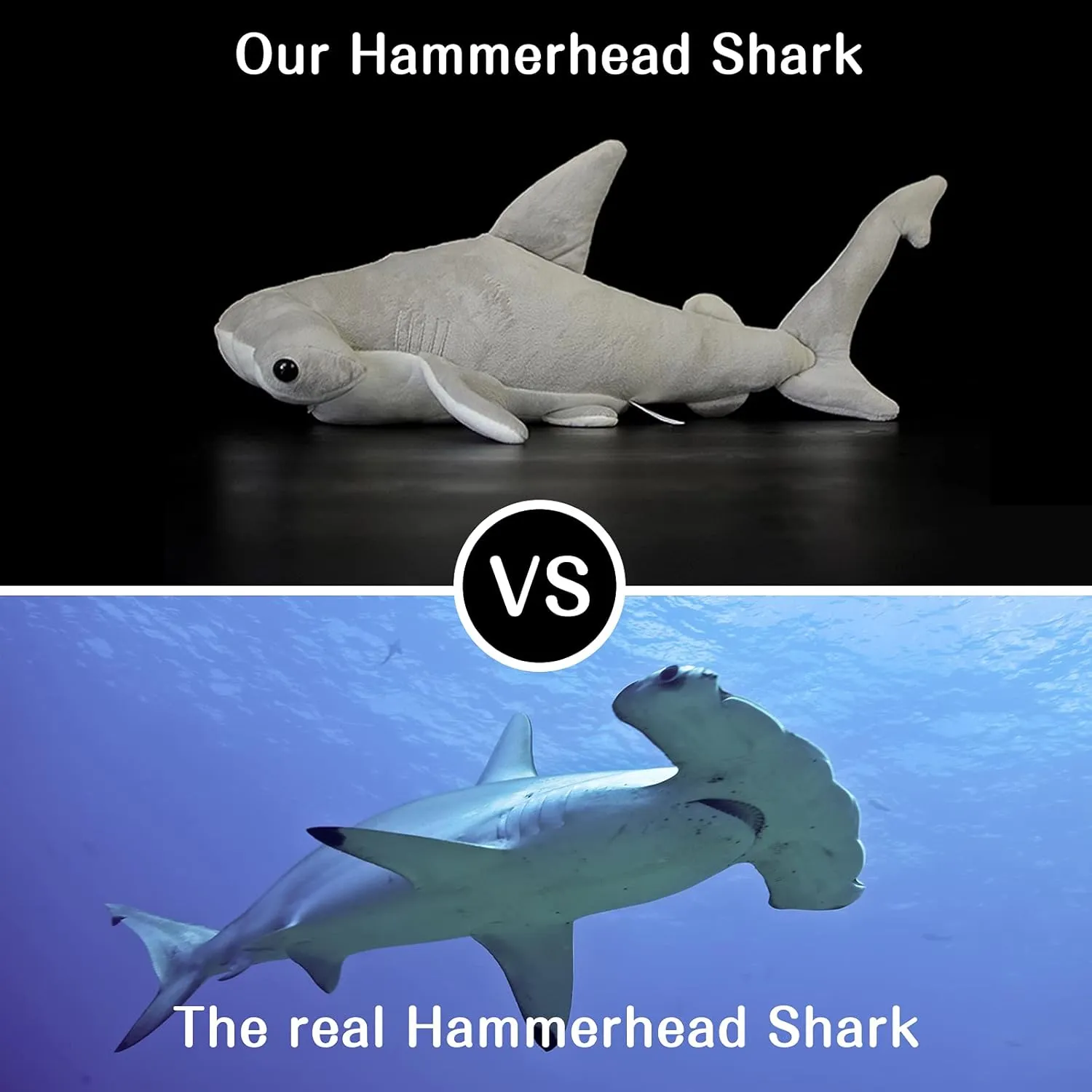 ZHONGXIN MADE Simulation Hammerhead Shark Stuffed Animal - 15 inch Simulation Shark Animal Plush Toys as Gift for Your Kids