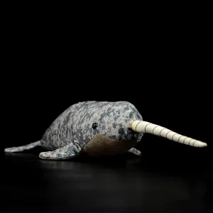 ZHONGXIN MADE Simulation Narwhal Stuffed Plush Toy - Real Lifelike Narwhal Sea Animals Spotted Whale Fish Plushie Toys Figur, Super Soft Plush Dolls Gifts for Kids,16inchs