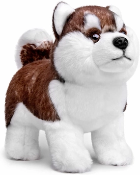 ZHONGXIN MADE Siberian Husky Plush Toy - Realistic 11" Brown Standing Siberian Husky Puppy Dog Stuffed Animal Cute Dog Pet Toy, Gift Toys for Kids Birthday Christmas