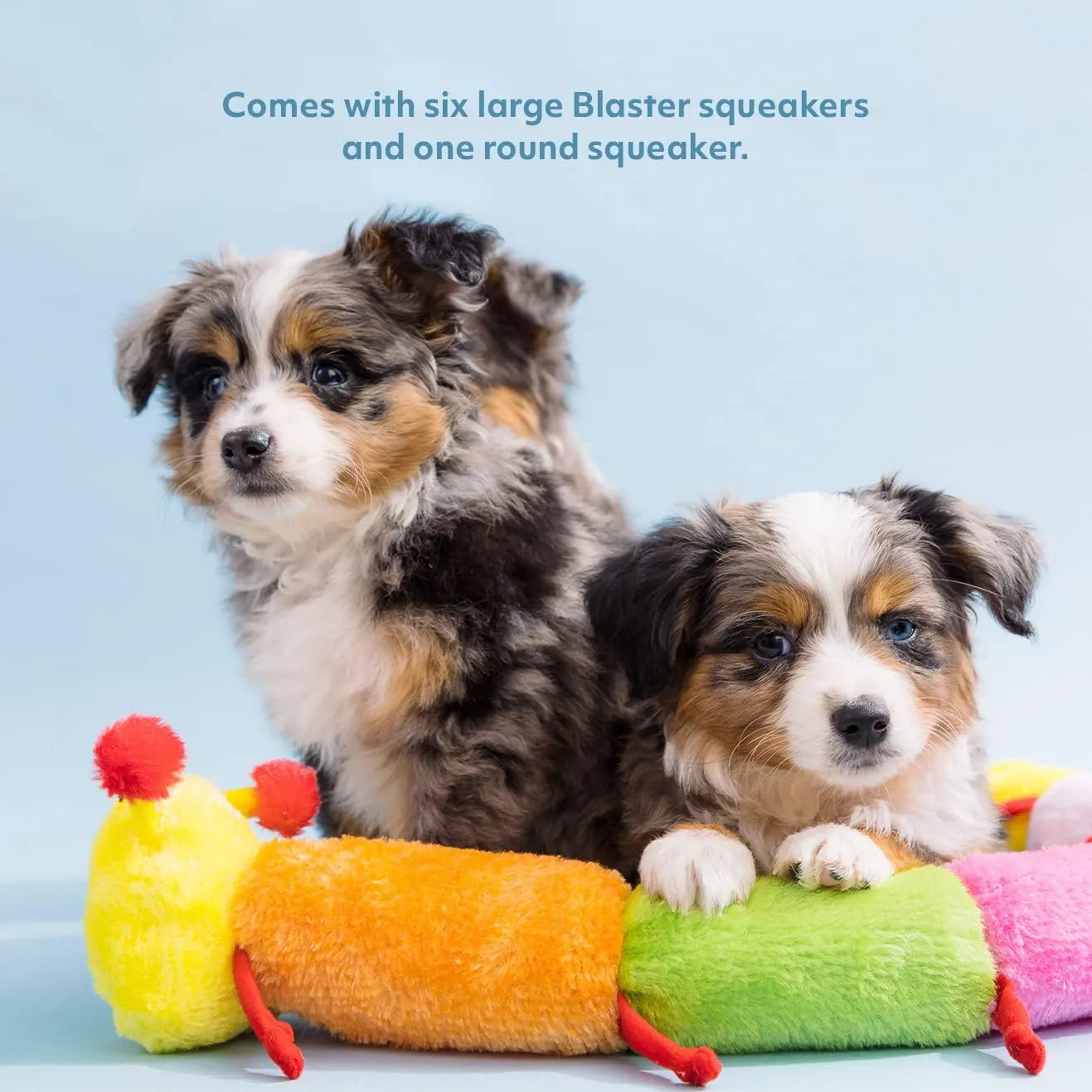 ZippyPaws Deluxe Caterpillar- Dog Toys to Keep Them Busy, For Medium & Large Dogs, Squeaky Pet Toy for Boredom, Stuffed Chew Toy, Soft Plush Puppy Products, 6 Blaster Squeakers & 1 Round Squeaker- 30"